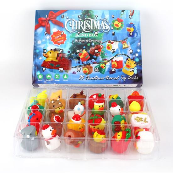24Pcs Christmas Rubber Ducks Advent Calendar 24-Day Countdown Box Fun Decorative Kids Gift Xmas