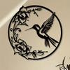 1pc Black Flower Bird Round Metal Wall Decor For Bedroom Living Room Garden Entrance Ornament Accessories 30*30cm