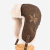 Unisex Vintage Leather-Style Embroidered Winter Warm Hat With Ear Protection Foldable Pilot Cap