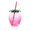 Portable Strawberry Shaped Water Bottle with Straw Cute Plastic Cup for Everyday Use