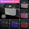 Shimmering Rhinestone Car Seat Back Trash Basket Hanging Mini Desktop Trash Can  Office