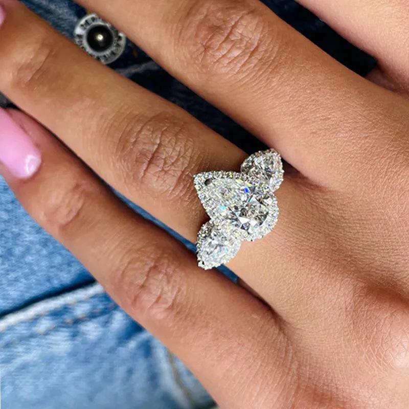New jewelry, creative zircon sparkling water drop zircon wedding ring, women's wedding jewelry ring
