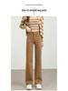 Jeans da Donna Khaki a Vita Alta Gamba Dritta - Stagione Primavera/Autunno 2026 Vestibilità Slim, Stile Americano, Pantaloni Lunghi Larghi Petite