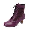 New Lace Up Ladies High Heel Shoes Strange Steampunk Boot Victorian Ankle Boots Women Pointed Toe Thick Soled Short Boots