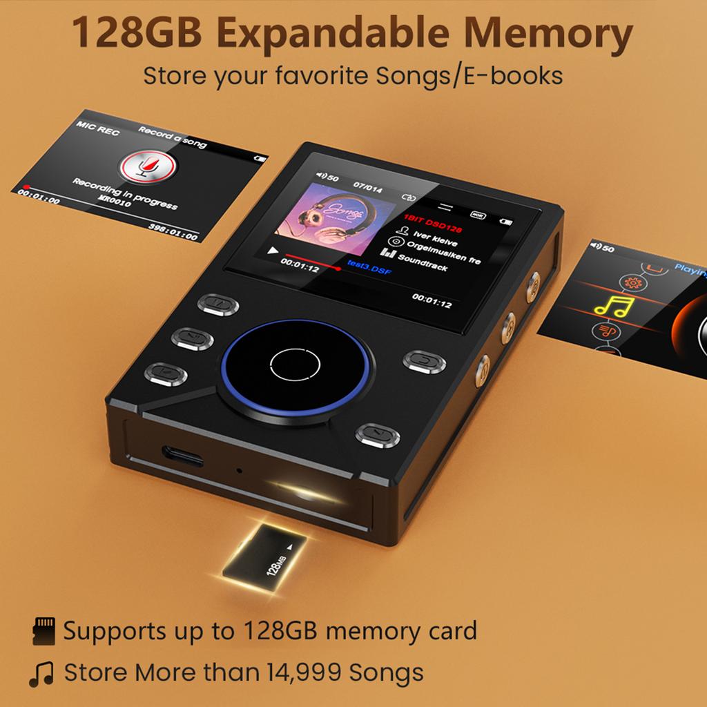 DSD Безвтратний плеєр 2,4-дюймовий РК-екран Висока роздільна здатність Аудіо Walkman Легкий Walkman Аудіоплеєр для подорожей, поїздок на роботу, офісу