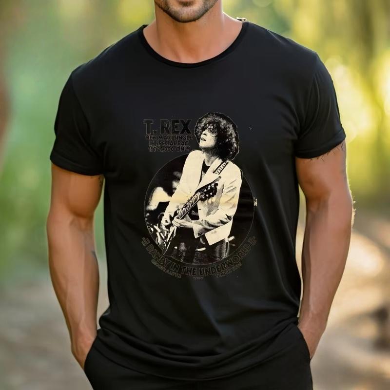 T Rex T Shirt Marc Bolan Glitter Portrait Glam Rock Classic 2026 Men Round Collar Short Sleeve  T Rex  Mens T Shirt 4XL