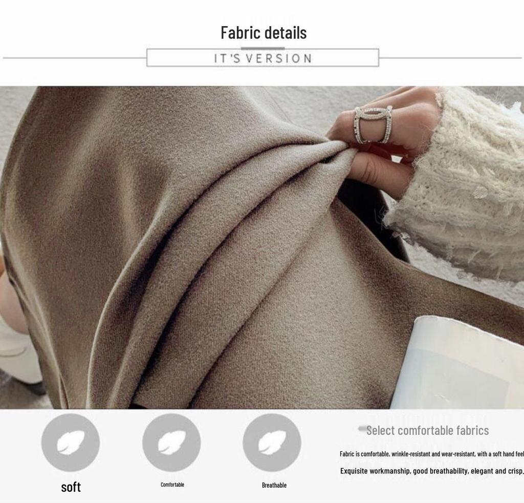 Autumn 2025 Women's High-Waisted Wool Bodycon Pencil Skirt with Slit