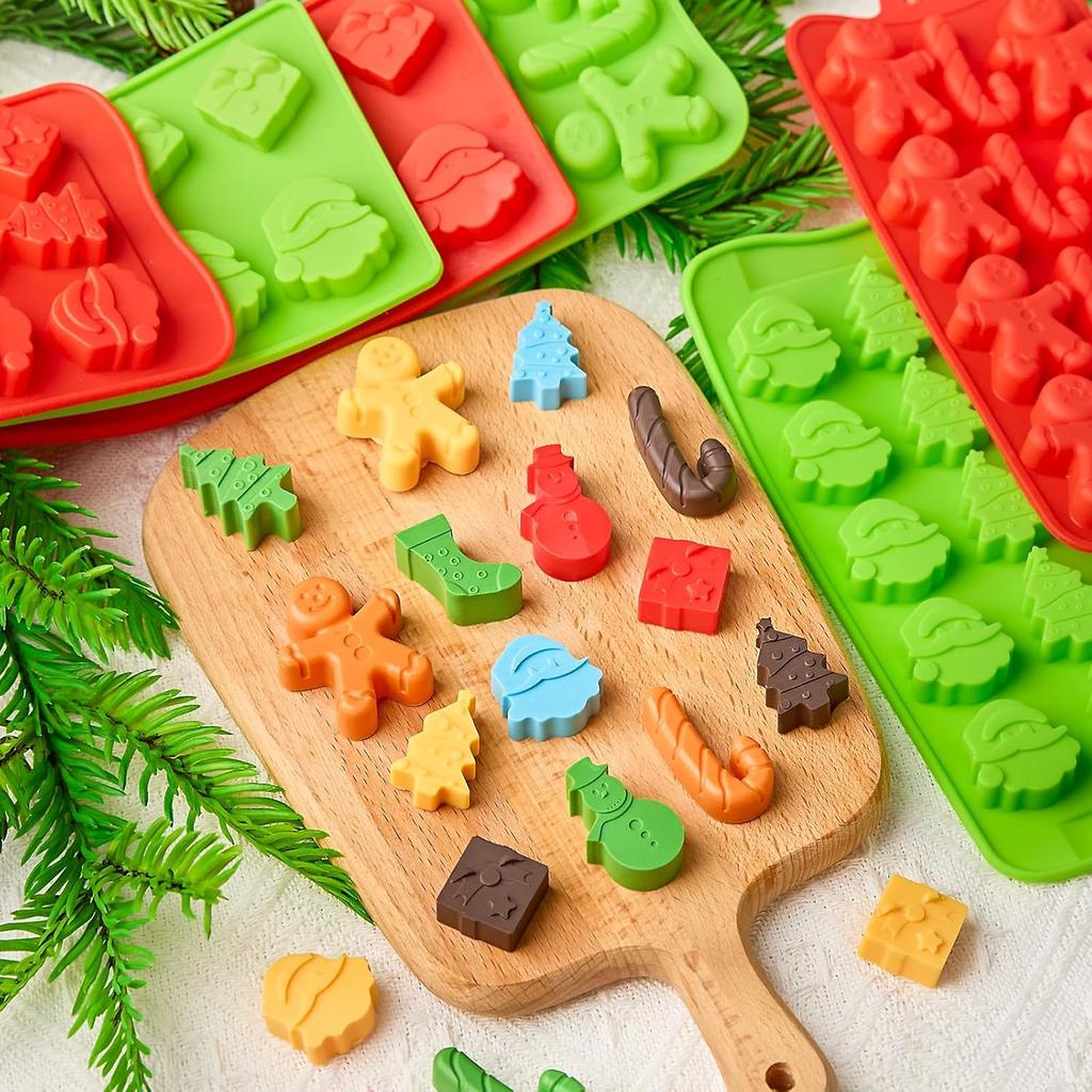 Silicone Chocolate Molds Christmas Santa Claus Snowman Gingerbread Man Baking Molds for Jelly Candy Gummy Soap DIY Baking Tool
