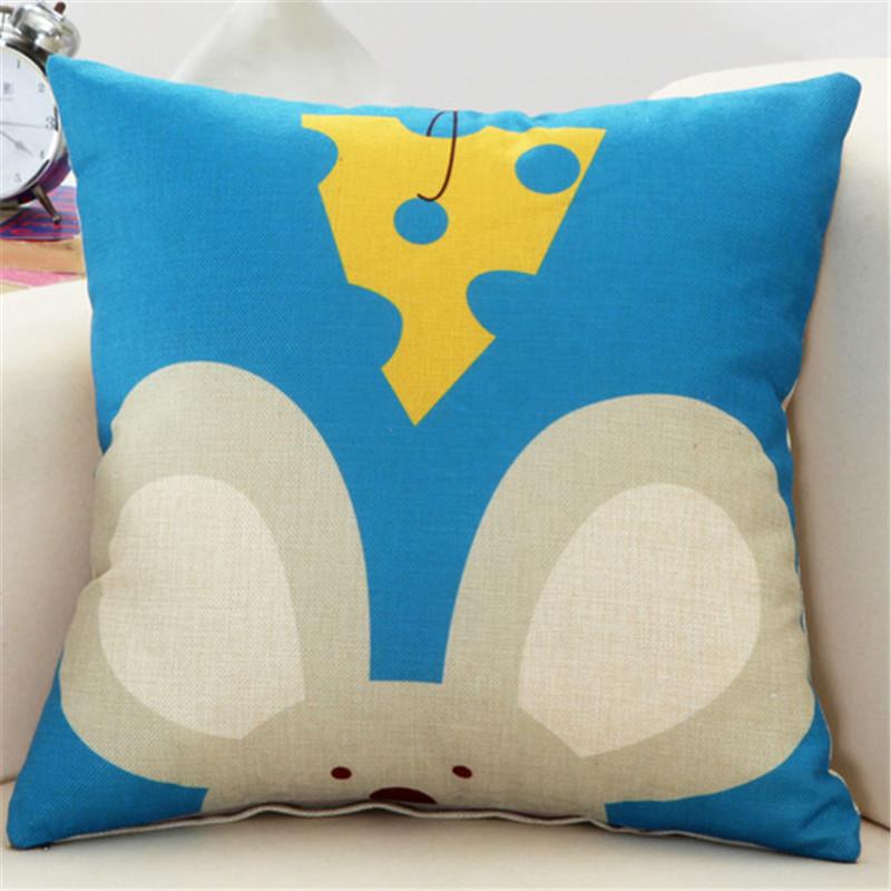 45x45cm Cute Cartoon Throw Pillowcase Home Linen Animal Printed Cushion Cover Car Sofa Pillow Cover Children Room Decorative