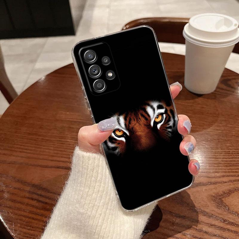 Tiger Animal Clear Soft Phone Case For Samsung Galaxy A56 A57 A37 A55 A54 A36 A35 A26 A25 A16 A17 A07 A52 A34 A73 A53 A21s Cover