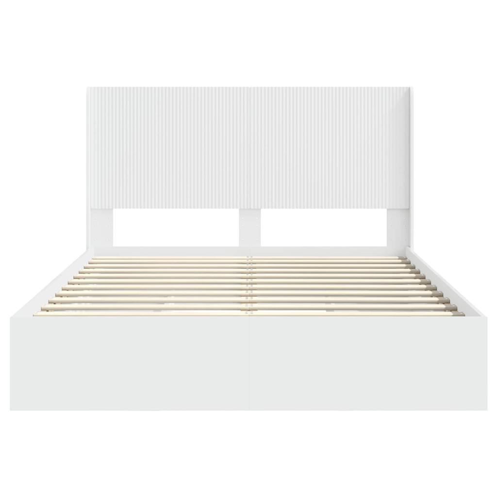 Bed Frame with Storage Space and Headboard White 160 x 200 cm