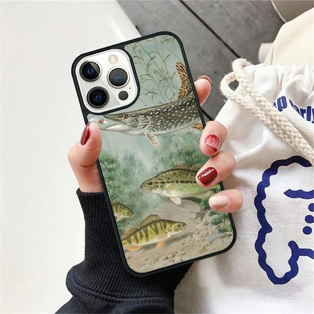 Pike Fish Fishing Bait Phone Case Back Cover for iPhone 17 Air 16 15 14 13 11 12 Pro Max PlusS Shell Coque