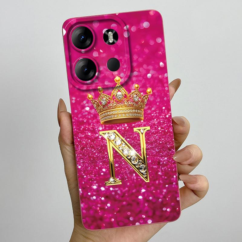 For Tecno Pop 7 Pro Pop7 BF6 BF7 Phone Case Crown Letter Back Cover Soft Liquid Silicone Fundas For Tecno Spark GO 2023 Bumper