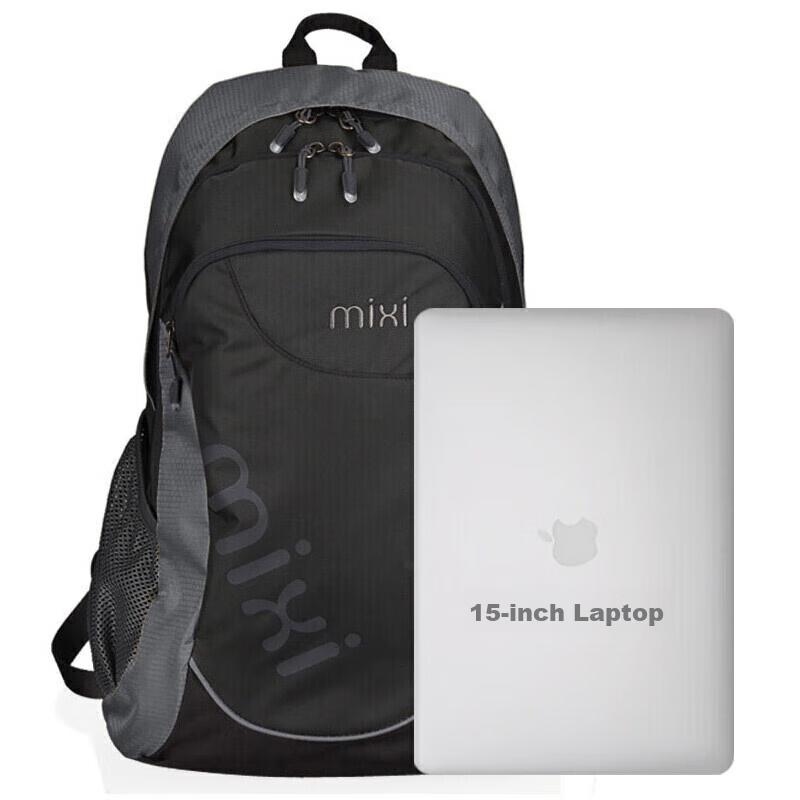 Mixi Lightweight Casual Sports Backpack for Women, Large Capacity Travel Backpack for Men, 14-Inch Laptop Bag for Men, Black And Gray, 1805