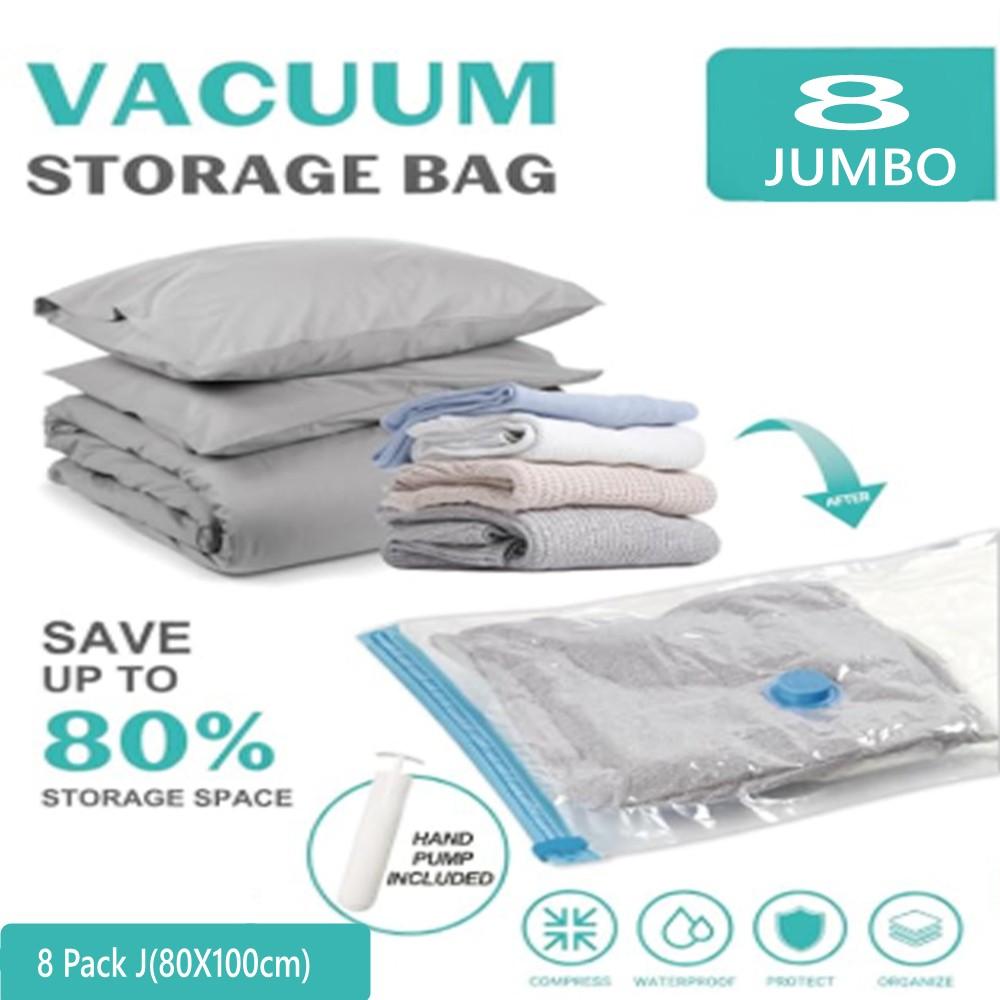15 Pack Vacuum Storage Bags Space Saver Vacuum Seal Bags for Clothing Compression for Travel Luggage Clothes with Hand Pump