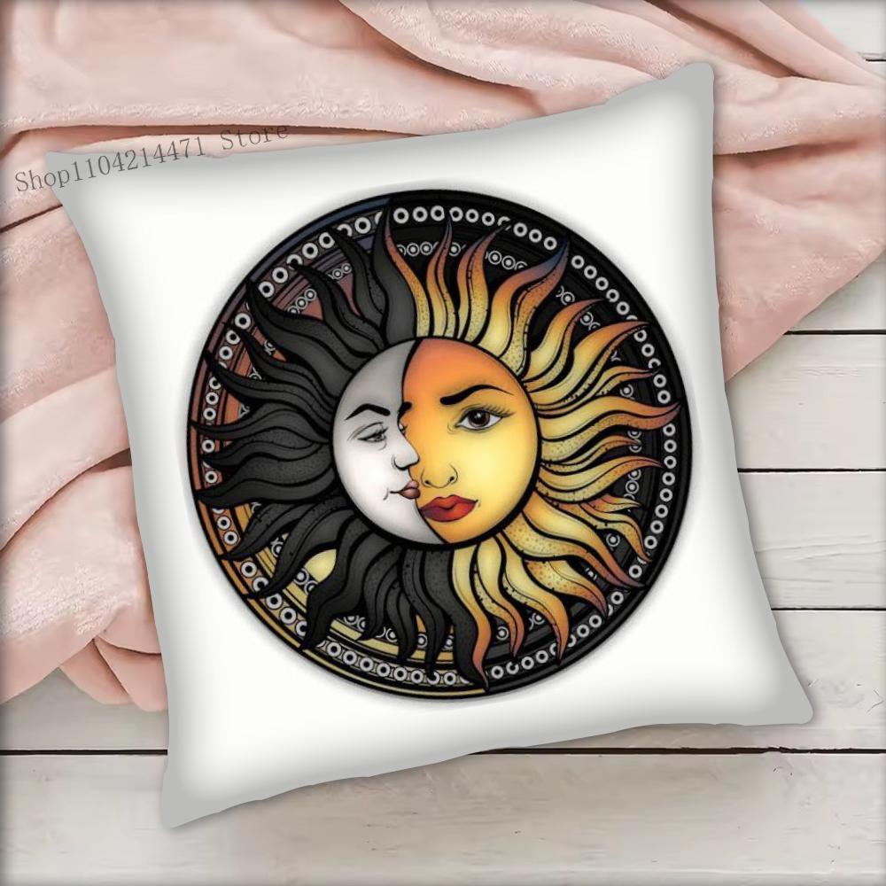 1pc Tarot Card God Sun Face Moon Pillow Case Square Bedroom Sofa Leisure Comfort Cushion Car Living Room Home Decoration