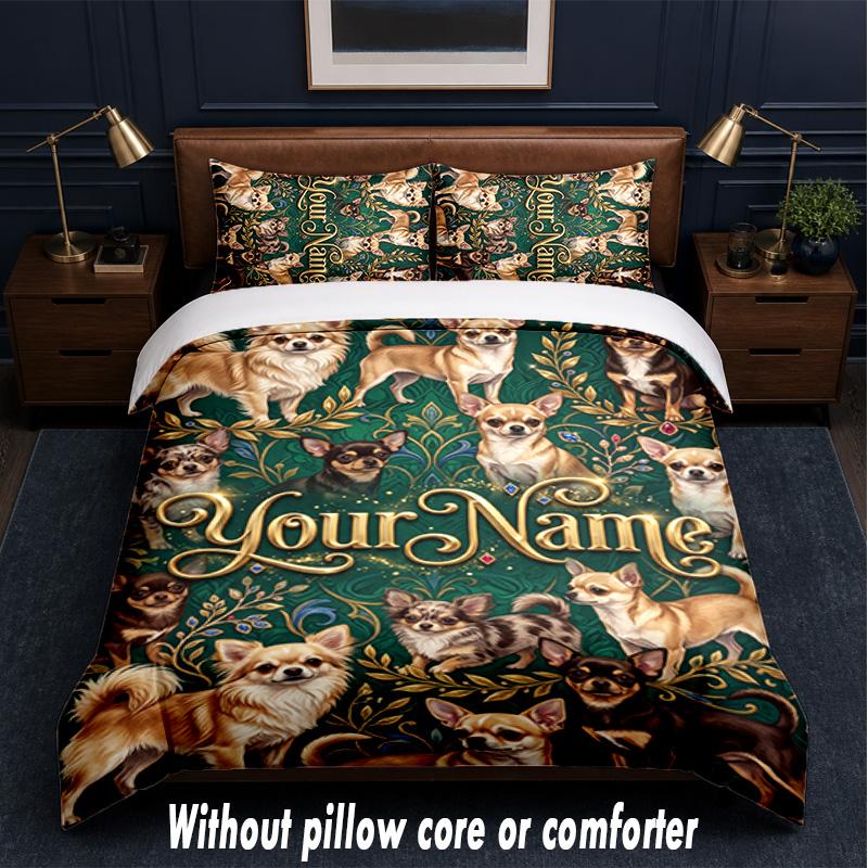 Decorative Artwork Theme Custom Text Or Name 3Pcs Bedding Set,1 Flat Sheet & 2 Pillowcases Personalized Home Bedding