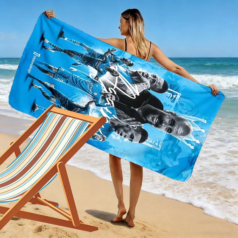 Manchester City Aufdruck Strandtuch, Großes Weiches Schnelltrocknendes Handtuch für Strand Camping Schwimmen