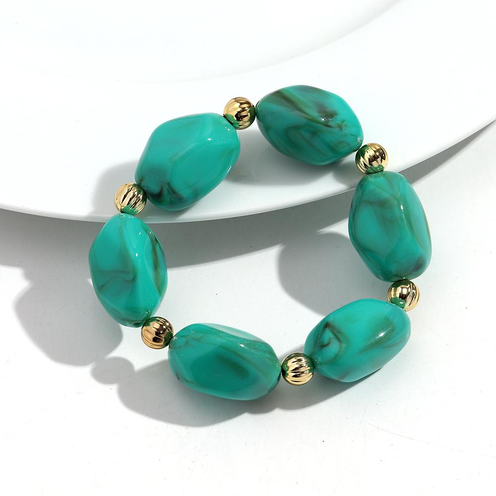 Boho Resin Irregular Beaded Bracelet for Women Men New Trendy Multicolor Acrylic Geometric Strechy Bracelets Jewelry Gifts