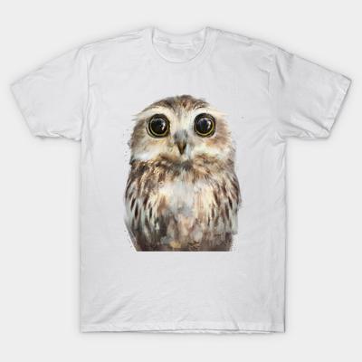 Asian Size Men Print T-shirt Little Owl No-Cut Heat Transfer Print Cotton Tshirt