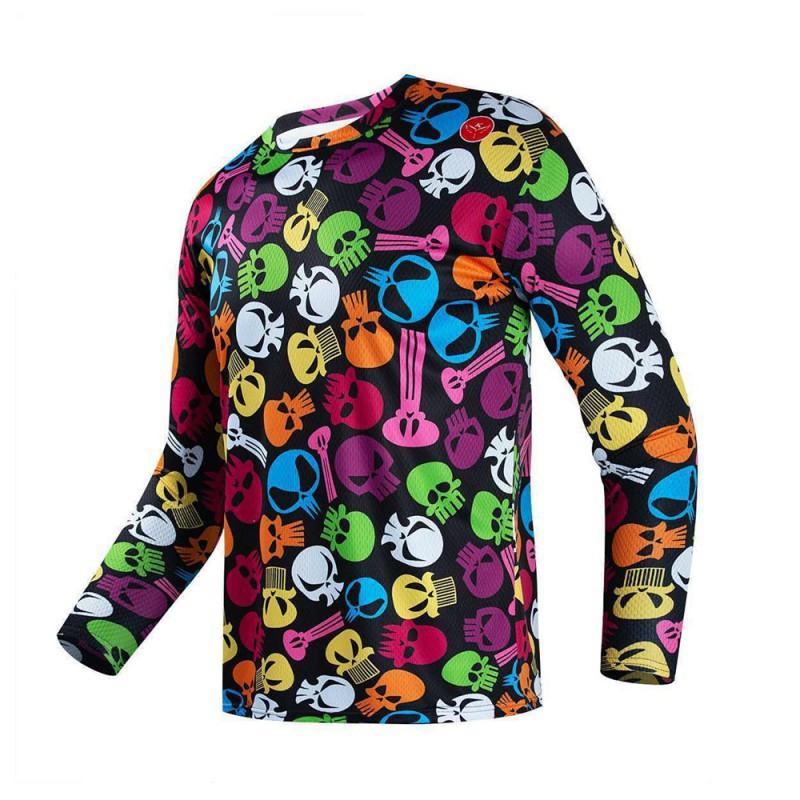 Personalized Skull-headed Downhill Suit Breathable Quick-dry Mountain Cross-country Motorcycle Riding Long-sleeved T-shirt Bicycle Shirt