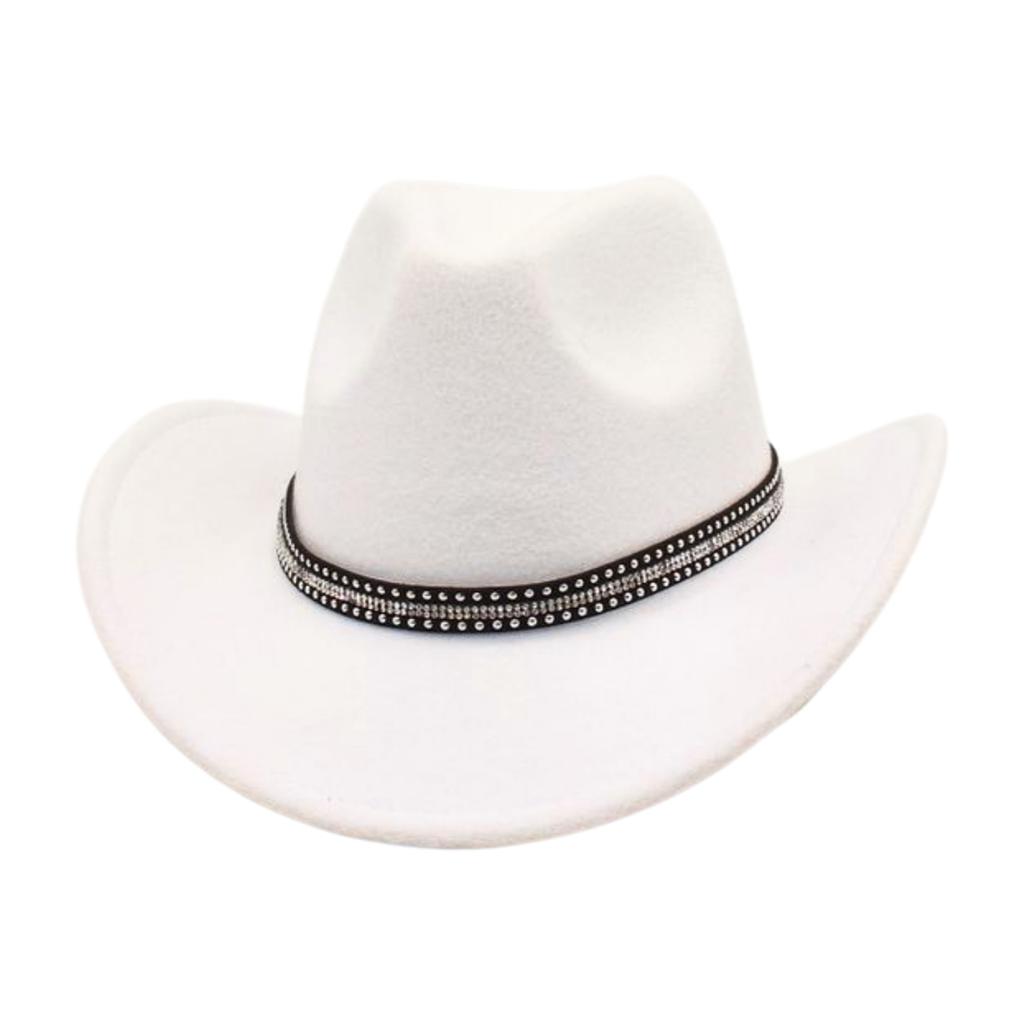 Retro British Style Cowboy Hat Men'S And Women'S Top Hat Versatile Rhinestone Premium Woolen Felt Hat