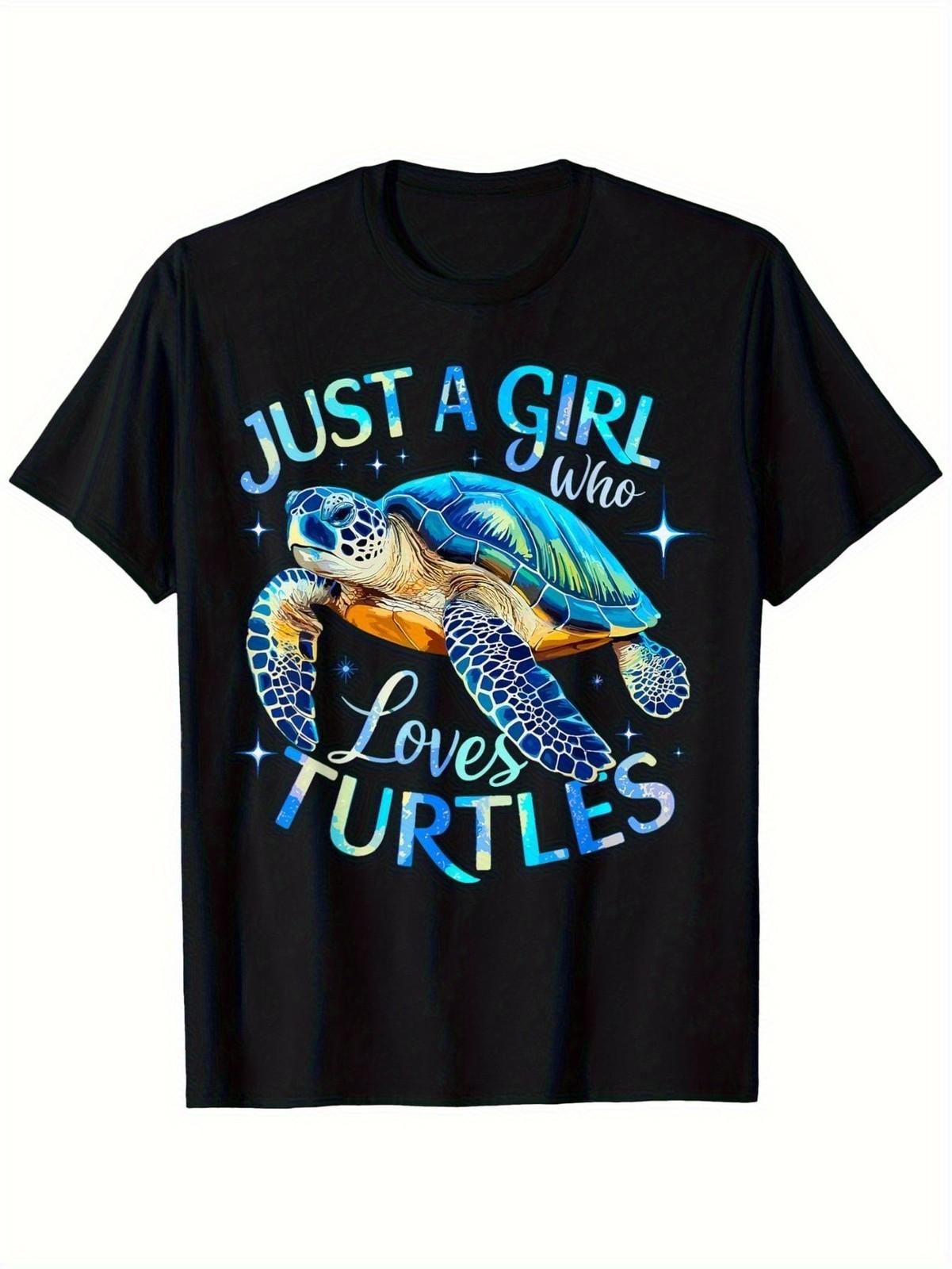 

Women s & Men s Sea Turtle Graphic Tee - Just a Girl Who Loves Turtles Shirt - 5XL різнокольоровий