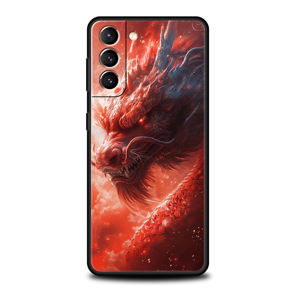 Phone Case For Samsung Galaxy S24 S23 S22 Ultra S20 S21 FE 5G S10 S9 Plus S10E S8 S7 Edge Cover Illusory Color Chinese Dragon