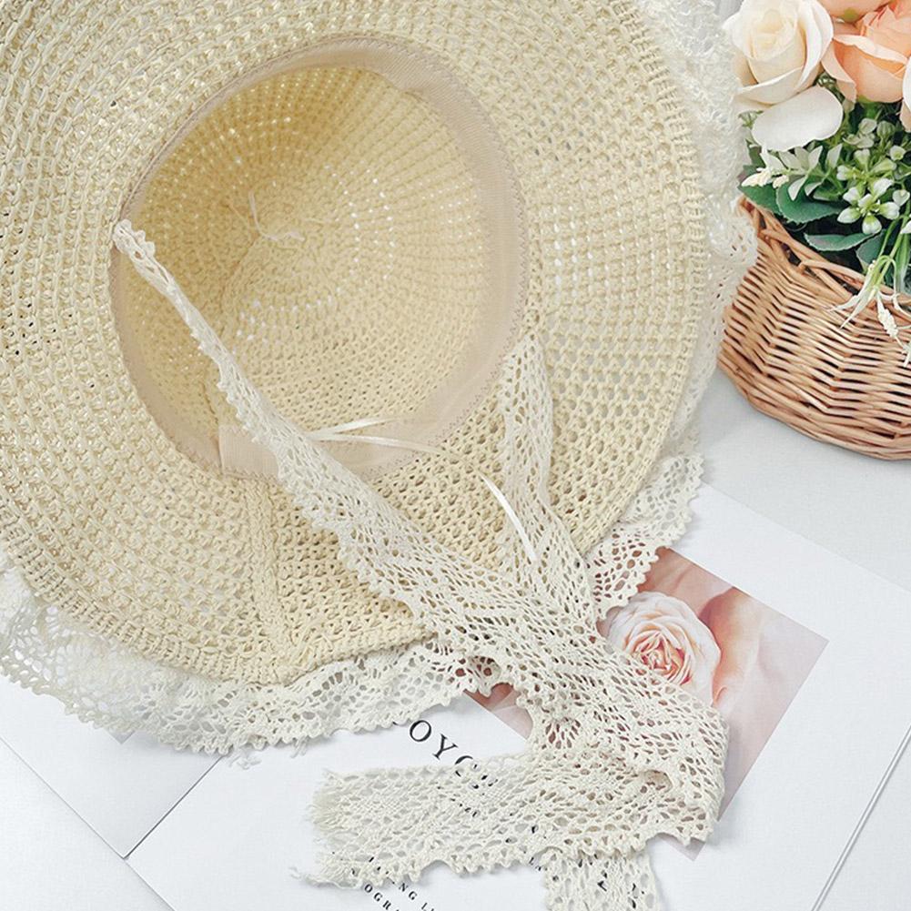 Women's Beach Hat Straw Summer Lace Sun Hat Fashion Breathable Hat Vacation Comfortable Fresh F L7U7