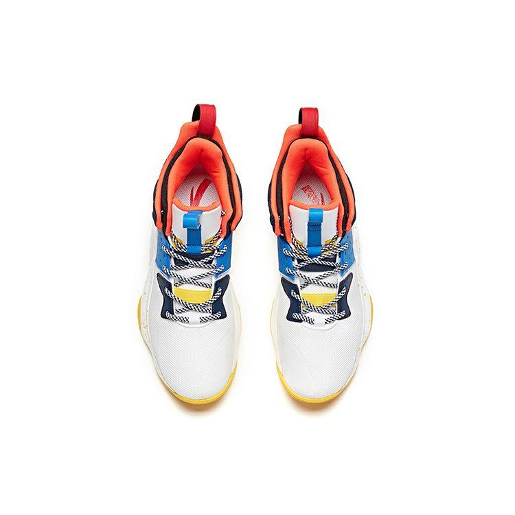 Anta Mid top Performance Basketball Shoes Men's White Blue Yellow 91941181-2