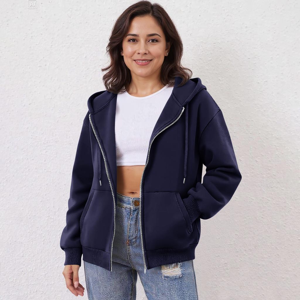 Women's Off Shoulder Zipper Hoodie Sweatshirt  Fashion Clothing Casual Jacket