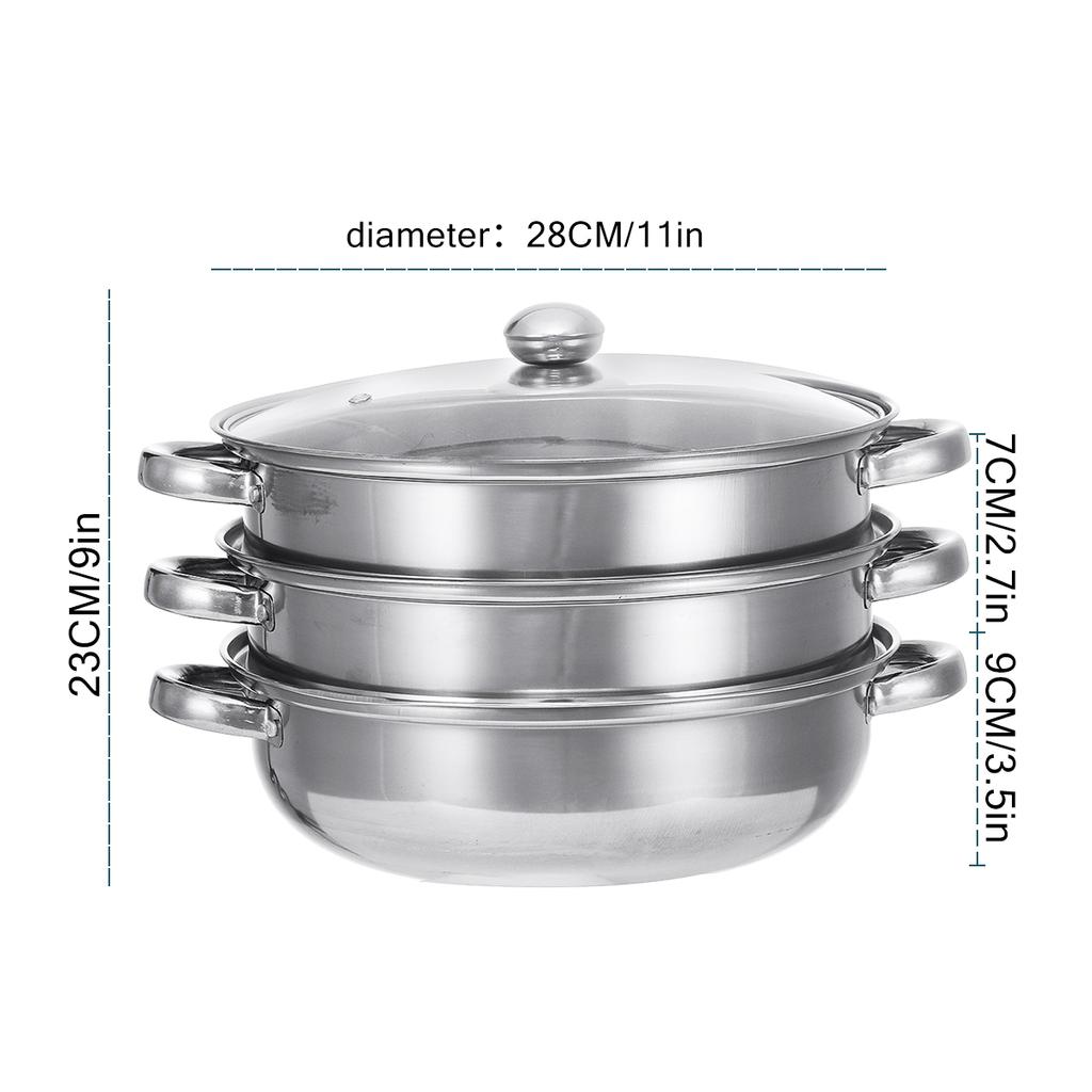 Buy 28CM Stainless Steel Kitchen Cookware Steamer Cooker Pot Cooking