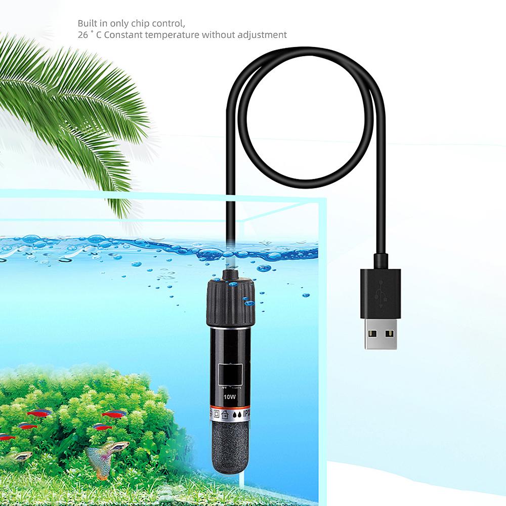 USB Mini Fish Tank Heating Rod Adjustable Temperature Heating Accessories Rod Household Household Heater Fish Thermostat Ta I4H8