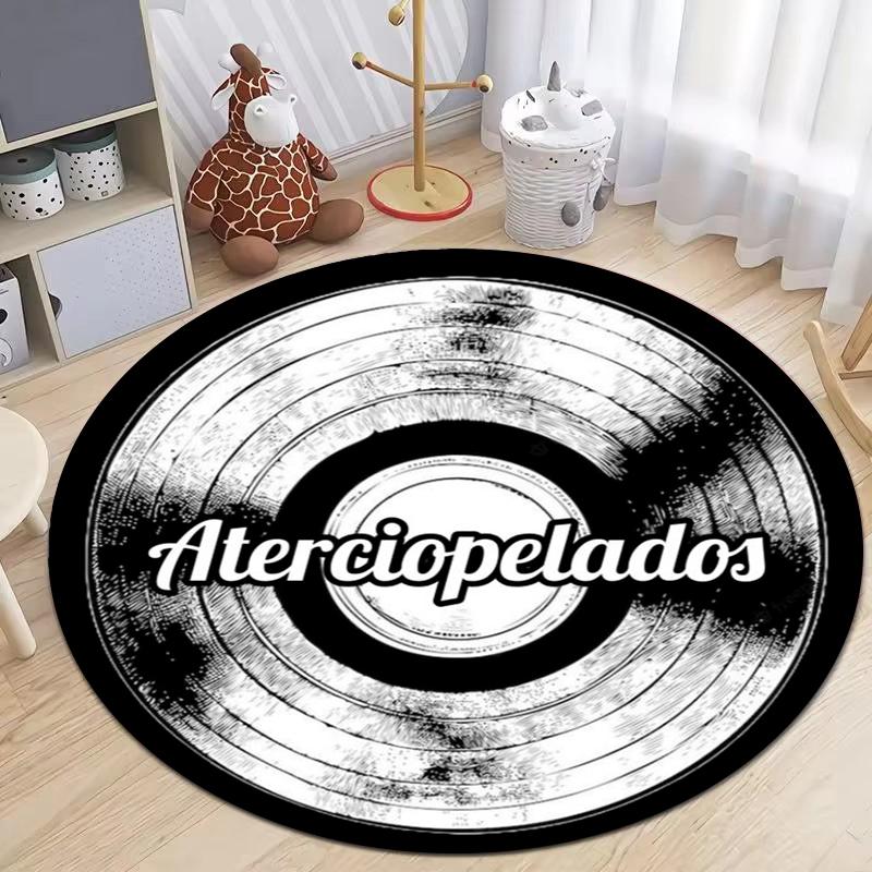 Retro Vinyl Record Round Rug Popular Music Record CD Pattern Circle Carpet for Living Room Bedroom Decor Rug Chair Doormat