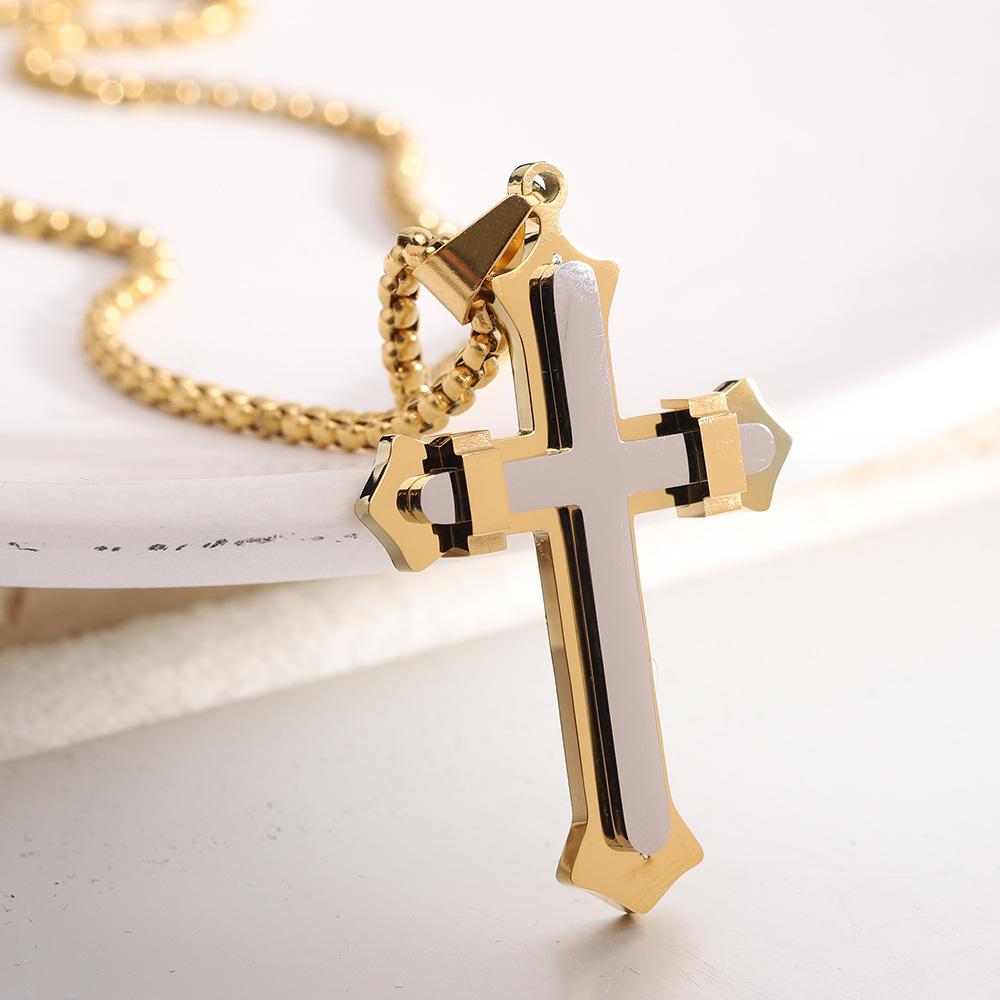 2025 Unique Creative Design Stainless Steel Cross Couple Necklace - Versatile and Fashionable