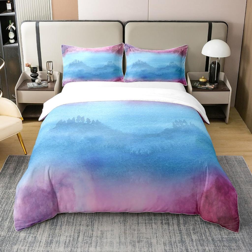 Tie Dye Floral Duvet Cover Queen King Size Watercolor Art Bohemian Psychedelic Bedding Quilt Cover 3 Pcs With 2 Pillowcases