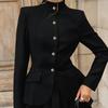 Womens Vintage Preppy Style 2-Piece Set Short A-Line Skirt Blazer Top