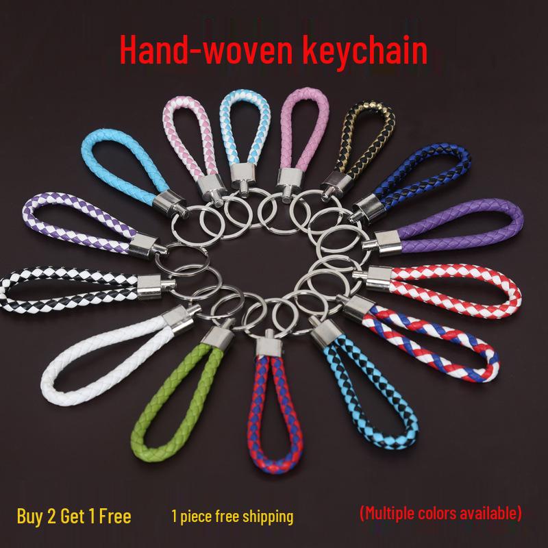 Handmade Braided Leather Keychain: Practical & Stylish Waist or Bag Charm