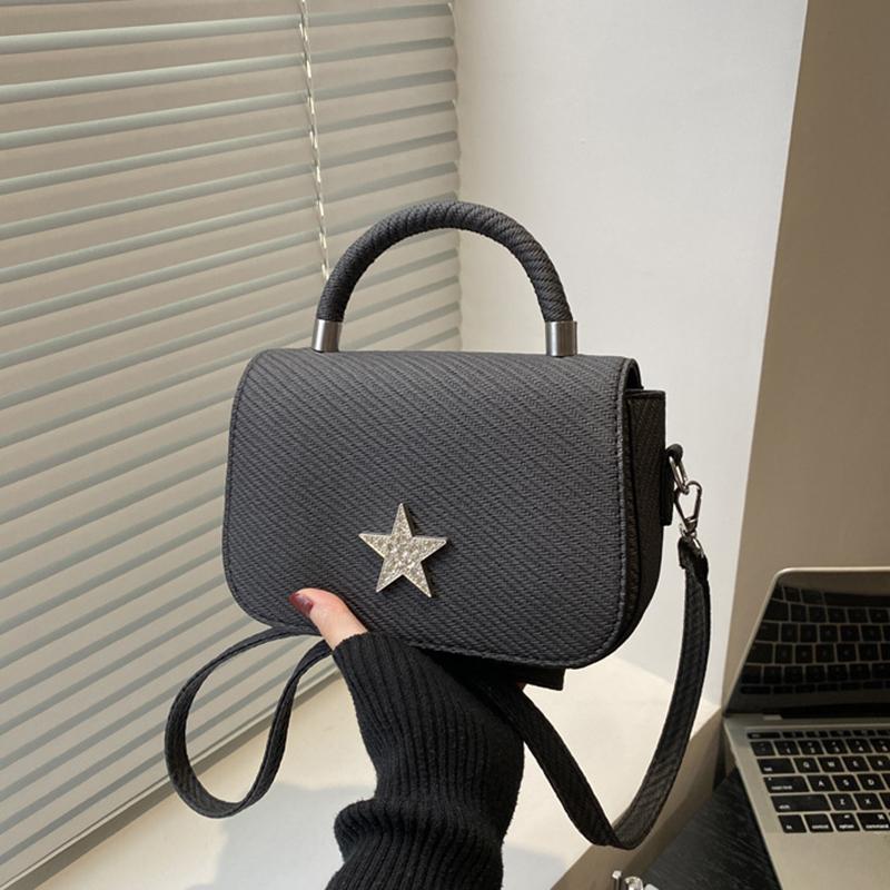 Starry Diamond Chain Texture Crossbody Bags Women Fashion Shiny Star Small Square Hand-held Shoulder Bag Lady Commuting Handbags