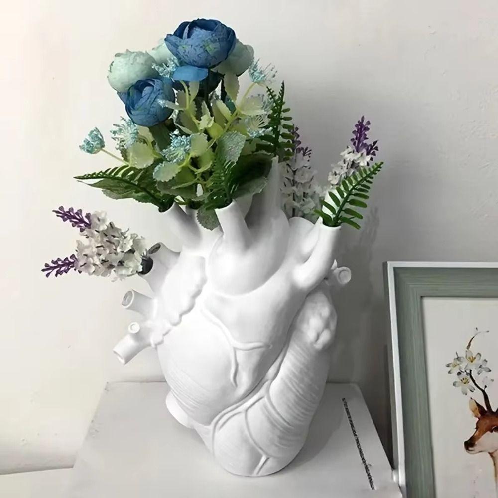 5 Colors Heart Shaped Vase Creative Dried Flower Container Flower Vessel  Home Decoration
