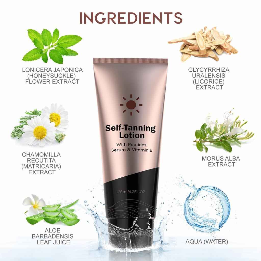 Tanner Lotion 125ml ,No Streaks Bronzer Fake Tanning Lotion Instant Fake Tan Sunless Tanning Lotion For Darker Bronzer Skin Body Makeup
