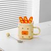 Japanese Creative Ceramic Mug Bread Bag Cup Couple Cup Water Cup with Lid Spoon Coffee Cup Breakfast Milk Cup