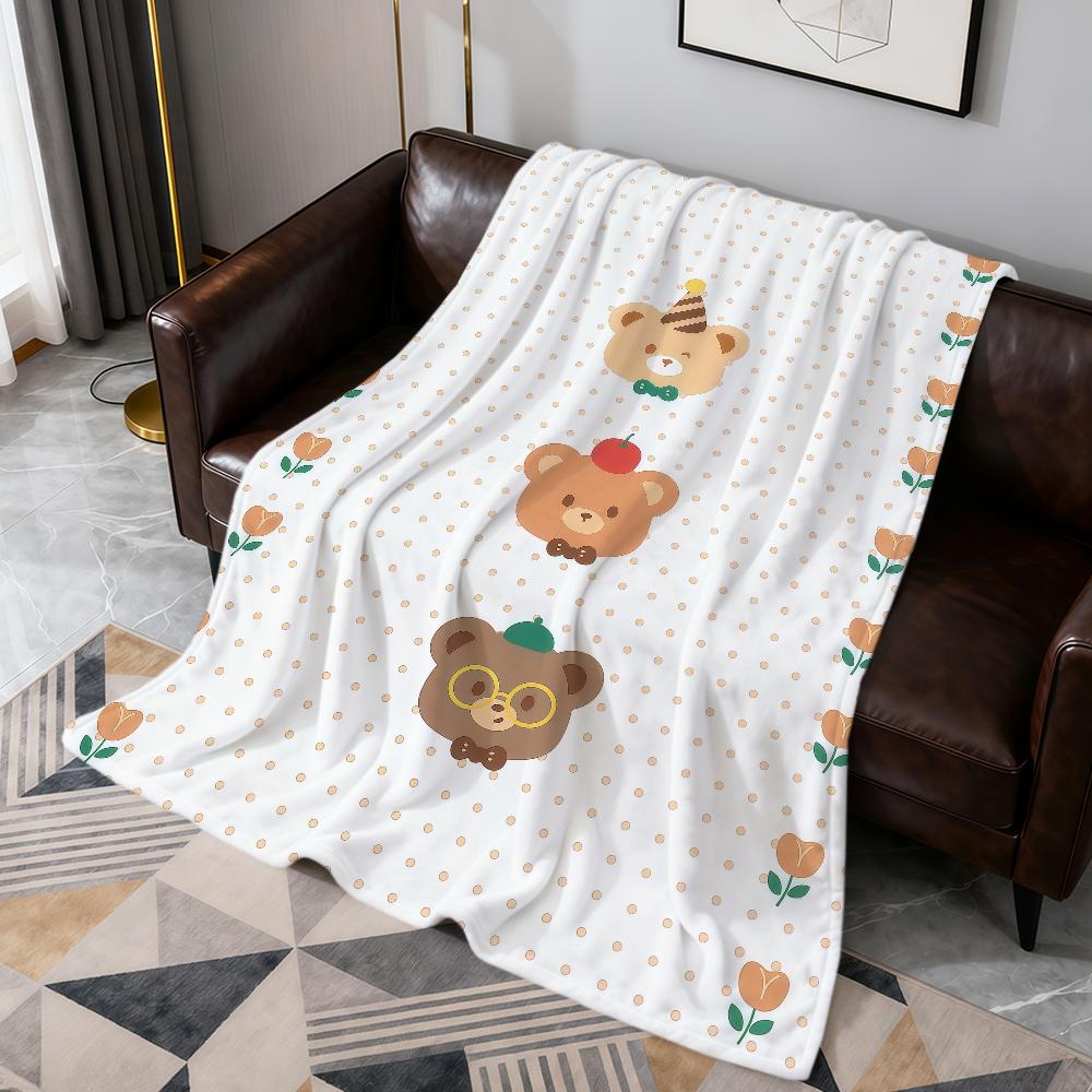 Cute Bear Birthday Art Cartoon kid soft warm plush blanket for dorm sofa living room pet hogar bedroom gift nap home Flannel