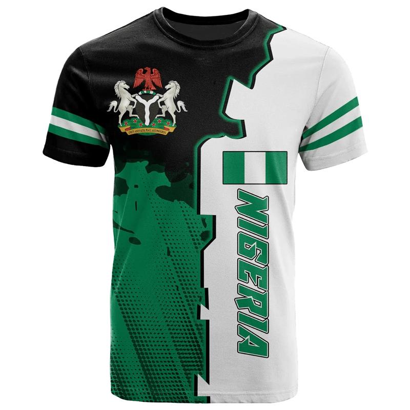 Nigeria Coat Of Arms T-shirt For Men Summer 3D Printed Oversized T Shirt Casual Tops Street Sports Short Sleeved Round Neck Tees