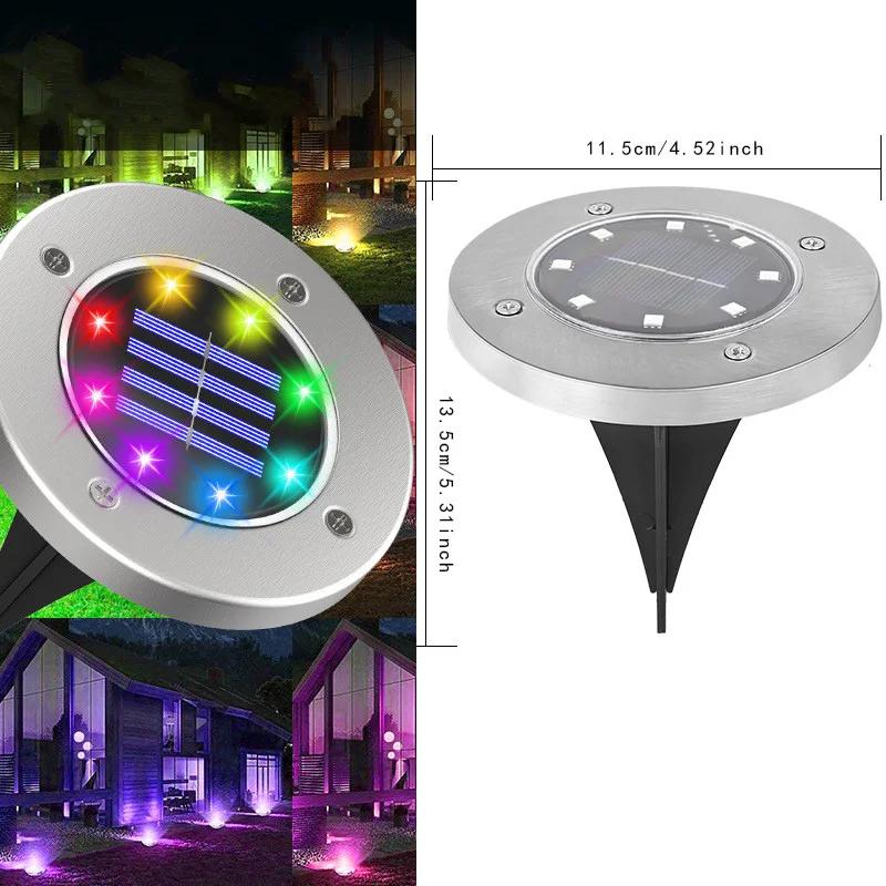 

4Pcs Solar Power Disk Light Outdoor Garden Solar Underground Light Deck Light Spotlight Buried Solar 8LED Lamp Garden Decor 1PC