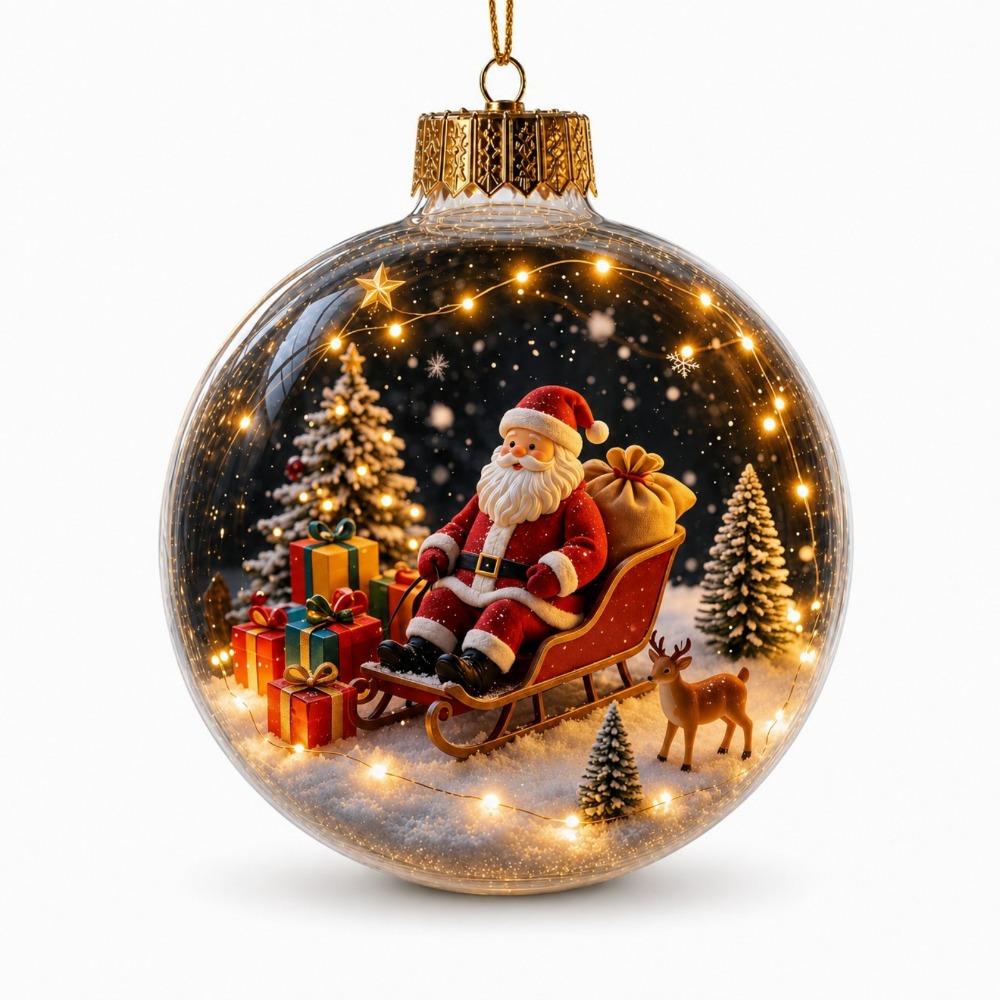 Acrylic Clear Christmas Bauble Hanging LED Lighted Christmas Spherical Pendant Christmas Tree