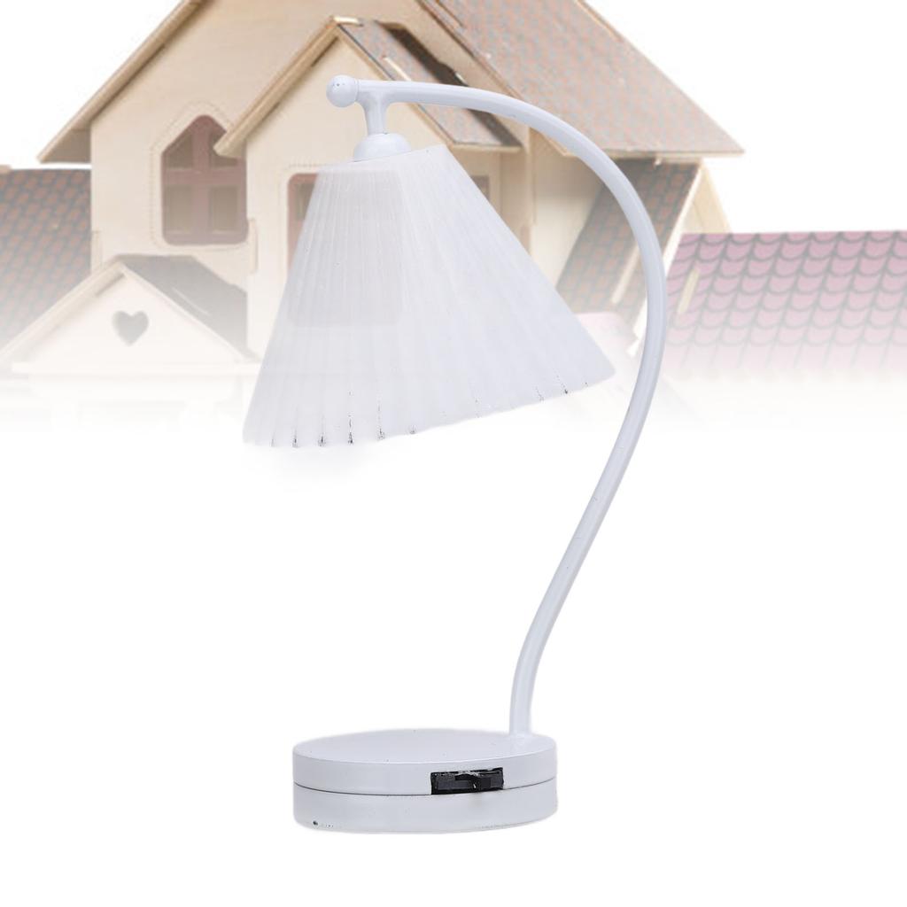 1:12 Maßstab Puppenhaus Tischleuchte Einfacher weißer plissierter Lampenschirm Tischlampe Dekoration Puppenhaus Ac