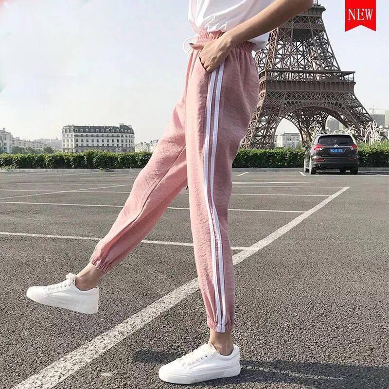 Mujer Verano Elástico Cintura Suelta Pantalones Deportivos Jogging Casual  Rayas Laterales Pantalones Recortados Plus comprar a buen precio — entrega  gratuita, reseñas reales con fotos — Joom