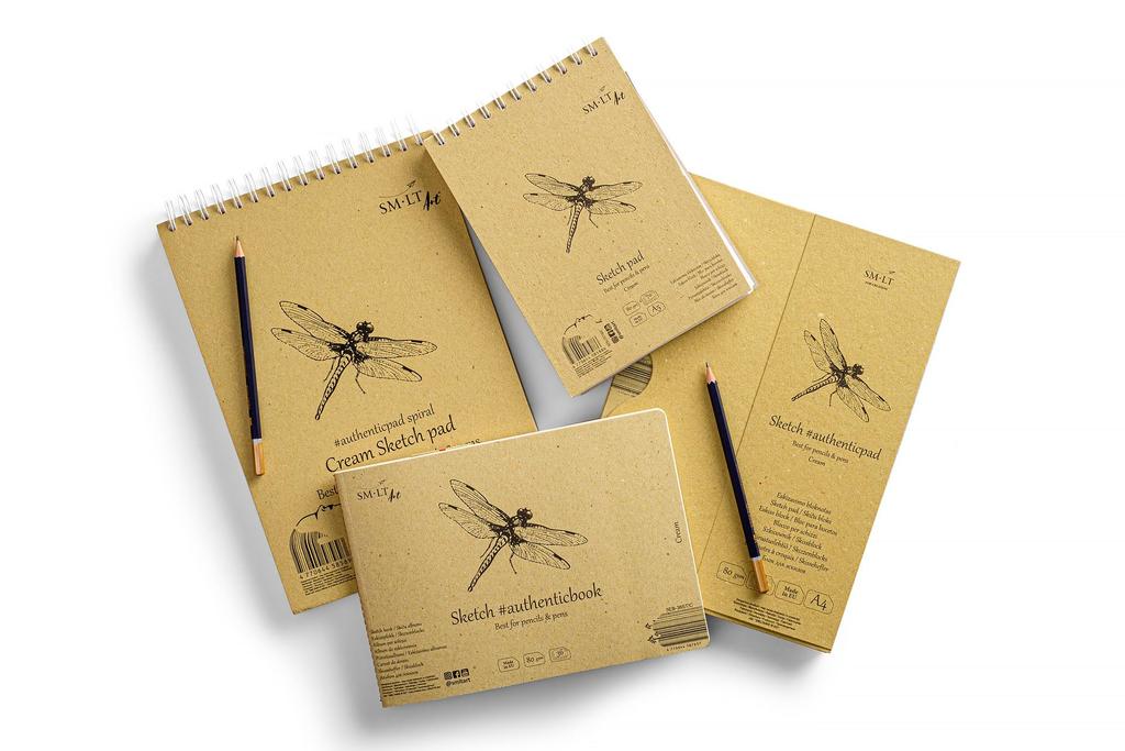 Authentic Spiral A4 Size SM/LT Sketchbook, Cream, Binding,