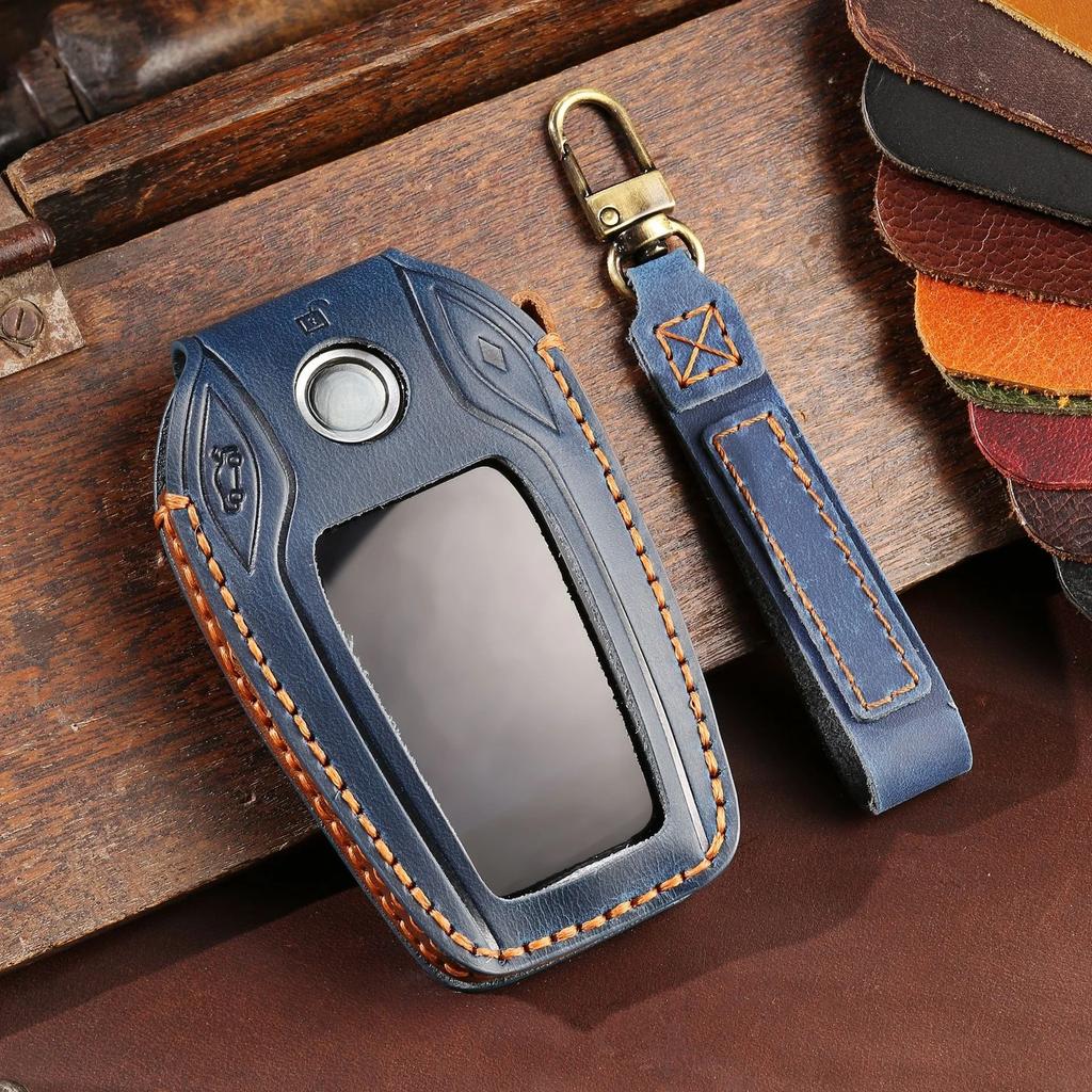 Interior Mouldings Leather Car Key Case LCD Smart Remote Cover LED Display Shell Bag for BMW G11 G12 G30 G31 G01 G02 5 7 Series